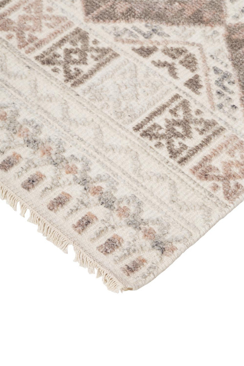 4' x 6' Gray Ivory and Pink Geometric Hand Knotted Area Rug