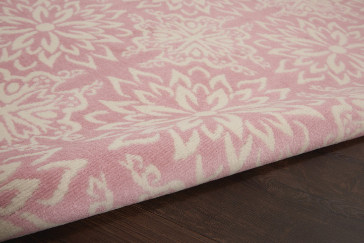 4' x 6' Pink Floral Power Loom Area Rug