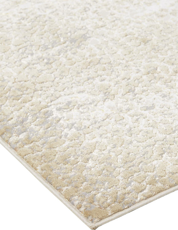 4' x 6' Ivory Gray and Gold Abstract Area Rug