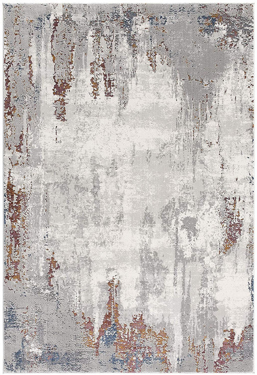 4' x 6' Gray and Ivory Modern Abstract Area Rug