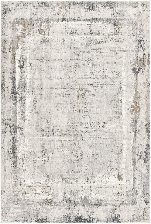 4' x 6' Gray & Ivory Abstract Distressed Rectangle Area Rug