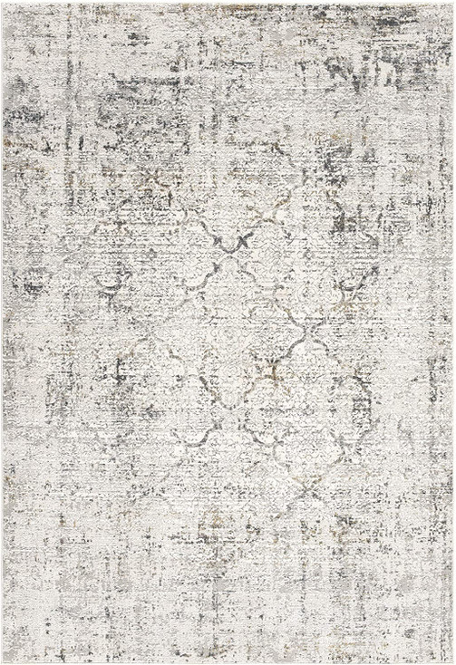 4' x 6' Gray and Ivory Abstract Distressed Viscose Area Rug