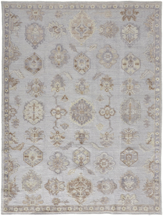 4' x 6' Ivory Silver and Tan Floral Hand Knotted Stain Resistant Area Rug