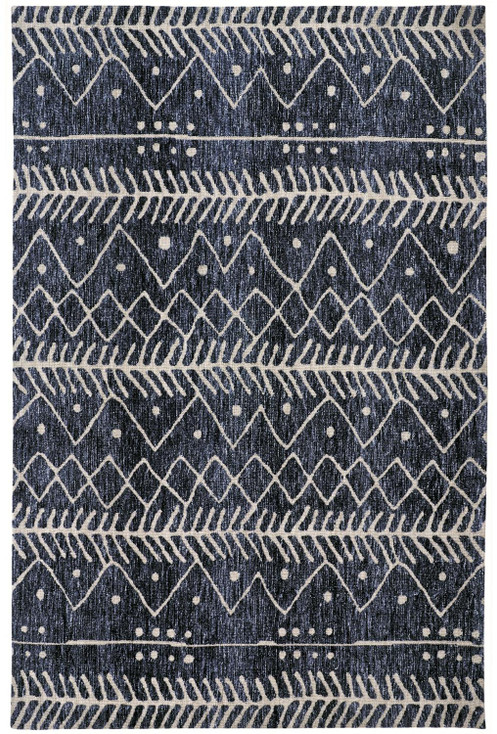 4' x 6' Blue and Ivory Striped Stain Resistant Area Rug