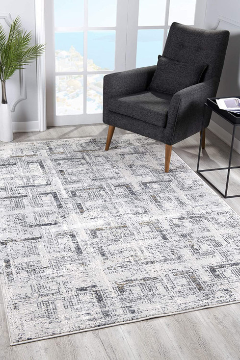 4' x 6' Gray & Ivory Abstract Distressed Area Rug
