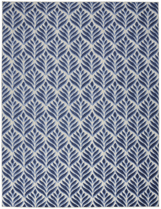 4' x 6' Blue Floral Stain Resistant Non Skid Area Rug