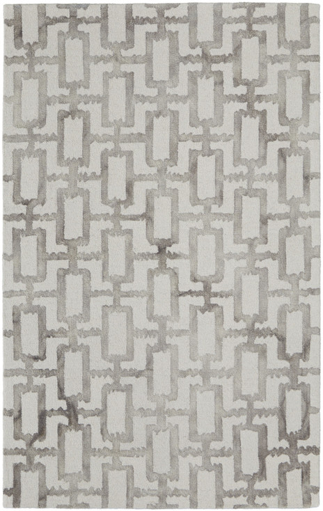 4' x 6' Ivory and Taupe Wool Geometric Tufted Handmade Area Rug