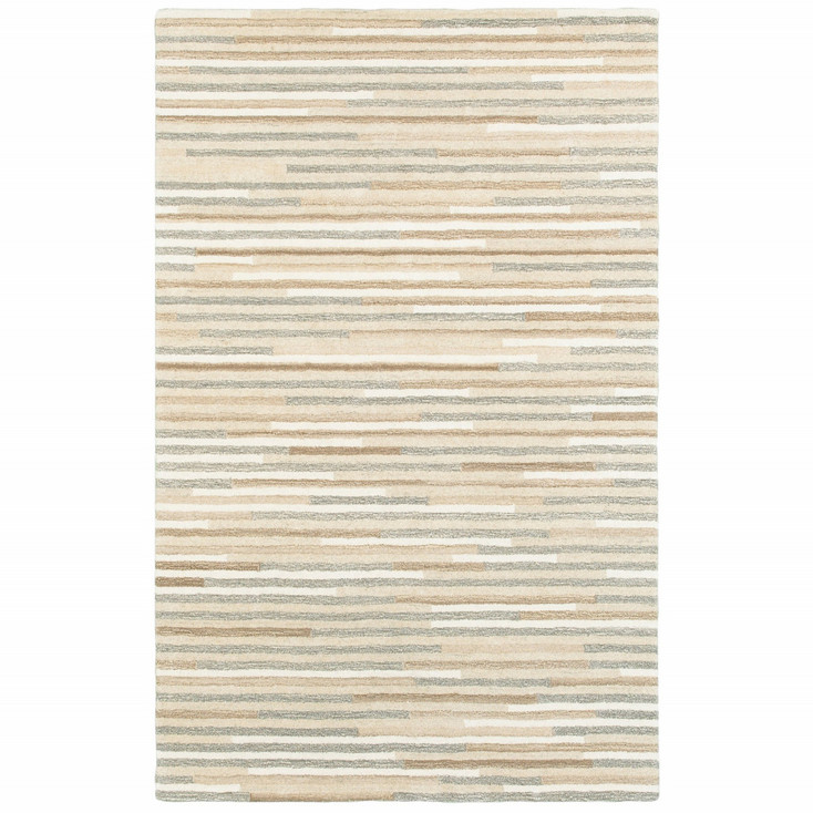 4' x 6' Beige and Gray Eclectic Lines Area Rug