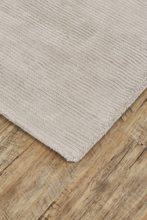 4' x 6' Ivory and Taupe Hand Woven Distressed Area Rug