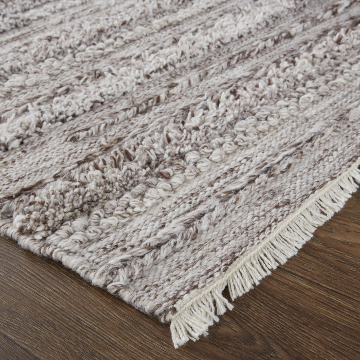4' x 6' Taupe Brown and Ivory Striped Hand Woven Stain Resistant Area Rug