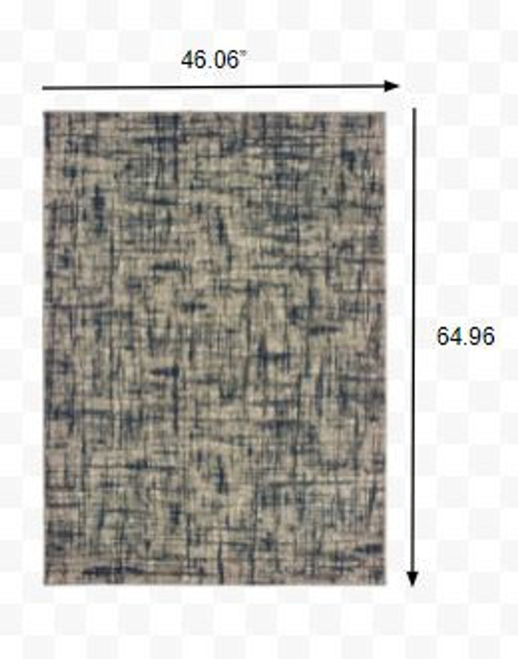 4' x 6' Gray and Navy Abstract Area Rug