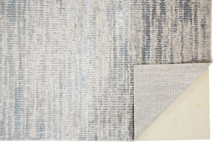 4' x 6' Blue Gray and Ivory Abstract Area Rug
