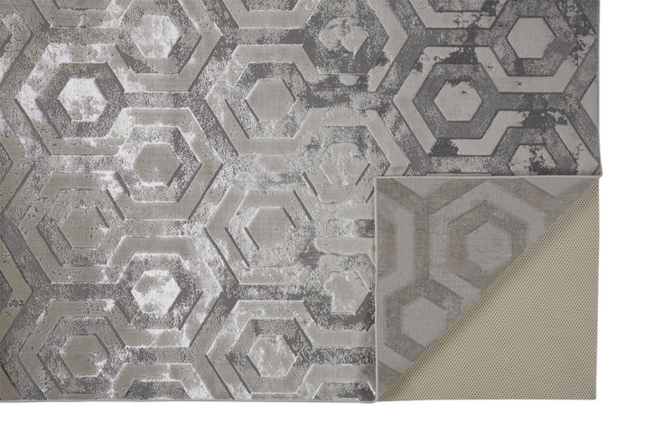 4' x 6' Gray Taupe and Silver Abstract Area Rug