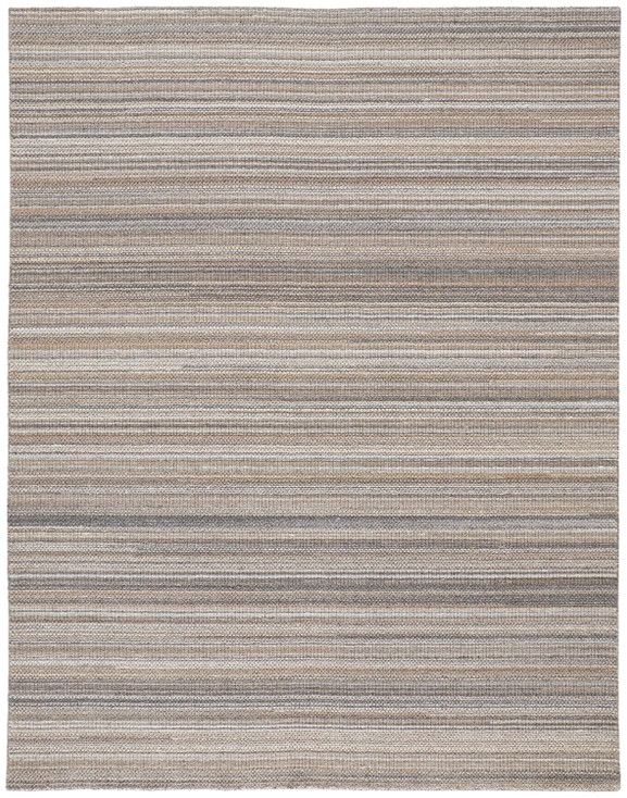 4' x 6' Brown and Taupe Wool Hand Woven Stain Resistant Area Rug