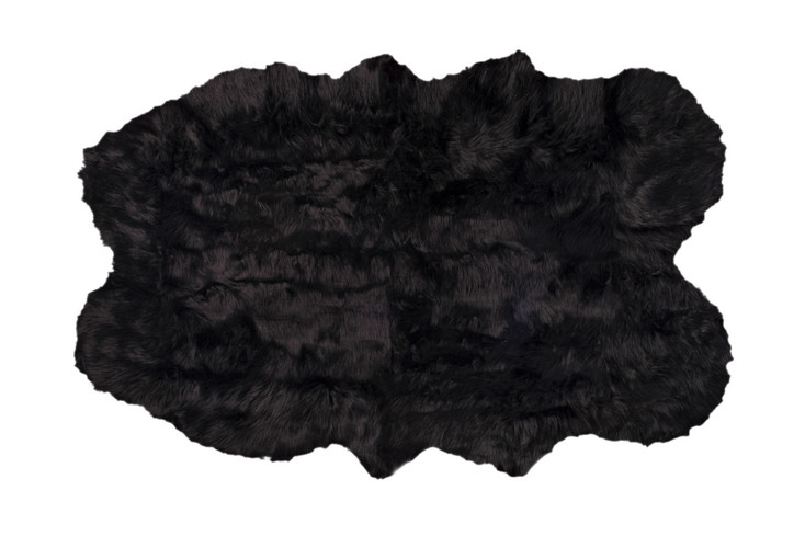 4' x 6' Black Faux Fur Washable Non Skid Area Rug