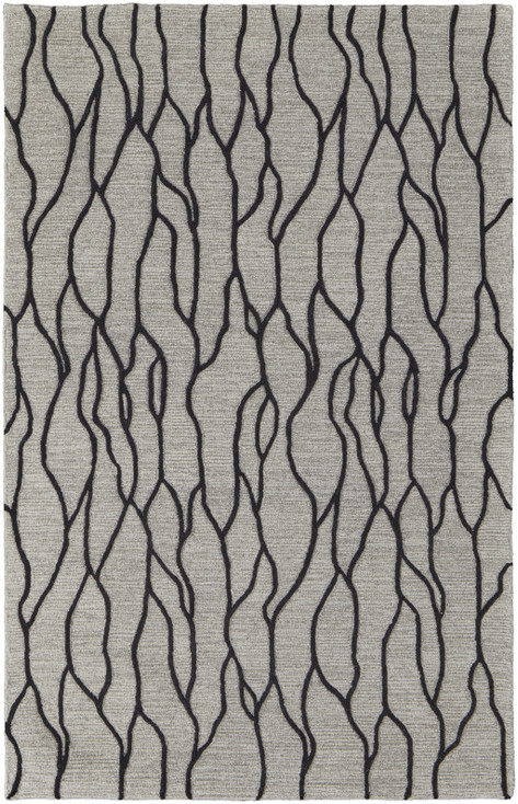 4' x 6' Taupe Black and Gray Wool Abstract Tufted Handmade Stain Resistant Area Rug