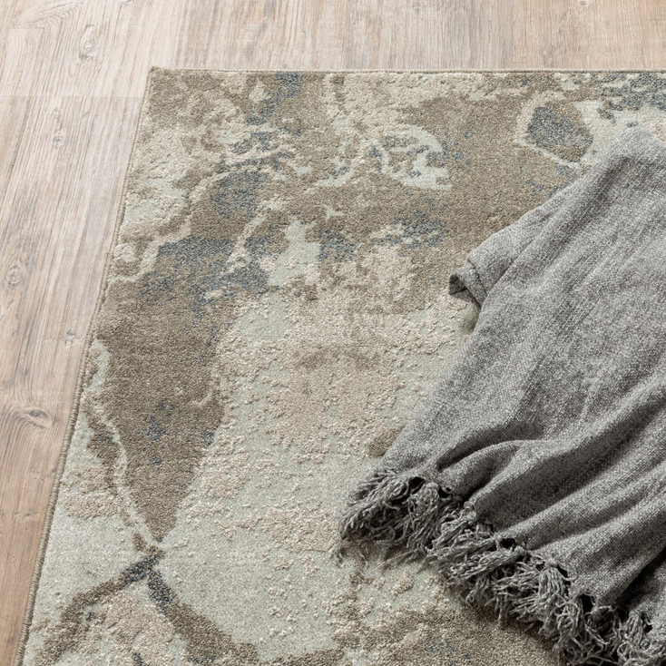 4' x 6' Gray and Ivory Abstract Spatter Area Rug