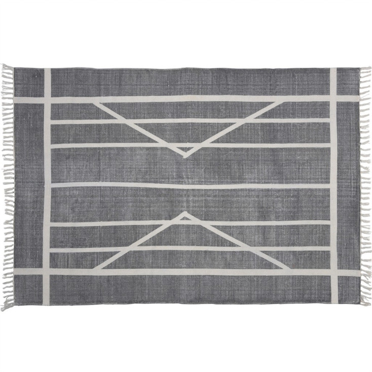 4' x 6' Gray Dhurrie Area Rug