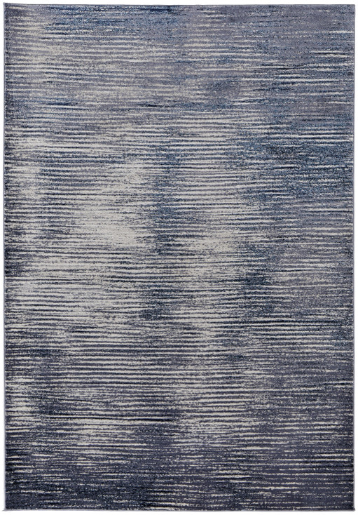 4' x 6' Blue Gray and Ivory Striped Power Loom Distressed Area Rug