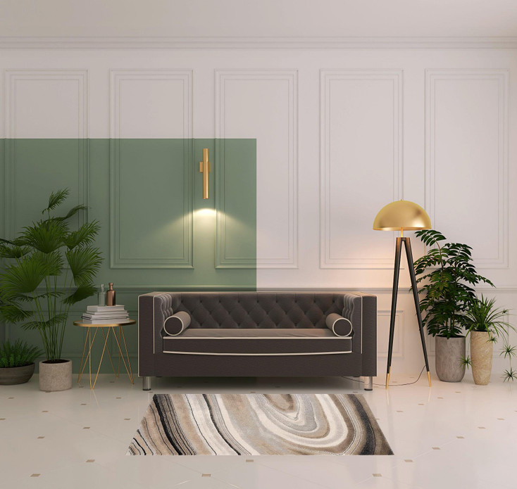 4' x 6' Cream and Tan Abstract Marble Area Rug