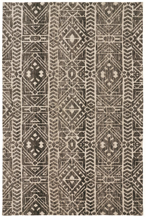 4' x 6' Brown Taupe and Ivory Striped Stain Resistant Area Rug
