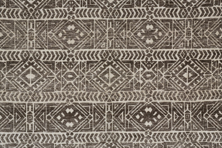 4' x 6' Brown Taupe and Ivory Striped Stain Resistant Area Rug