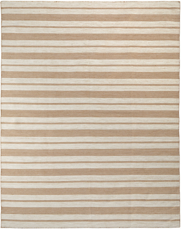 4' x 6' Ivory Taupe and Brown Striped Dhurrie Hand Woven Stain Resistant Area Rug