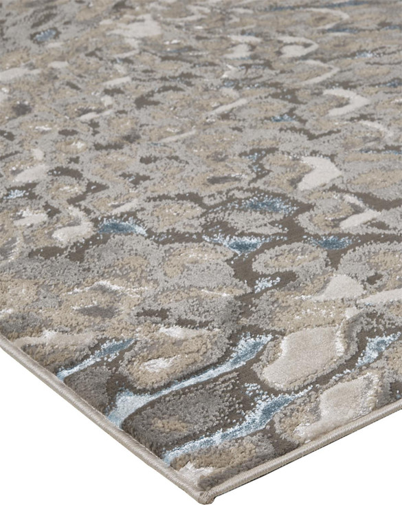 4' x 6' Blue Silver and Gray Geometric Area Rug