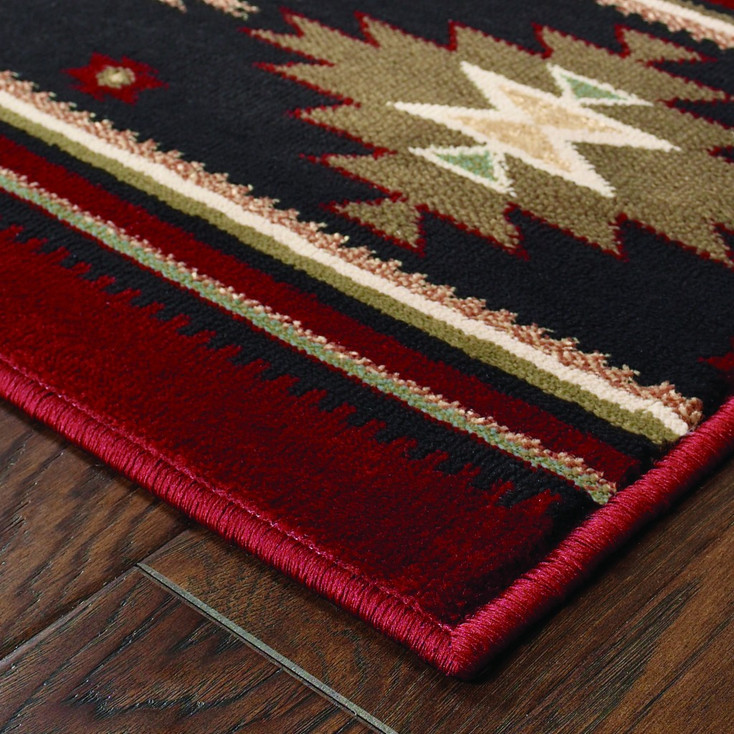 4' x 6' Red and Beige Ikat Pattern Area Rug