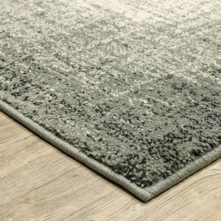 4' x 6' Grey Beige and Blue Power Loom Stain Resistant Area Rug
