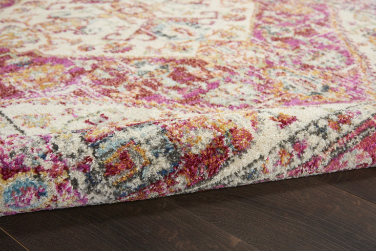 4' x 6' Pink and Ivory Power Loom Area Rug