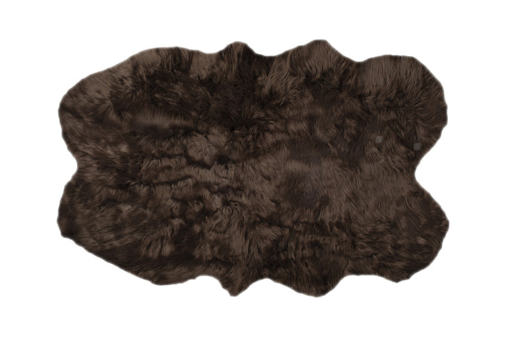 4' x 6' Chocolate Faux Fur Tufted Washable Non Skid Area Rug