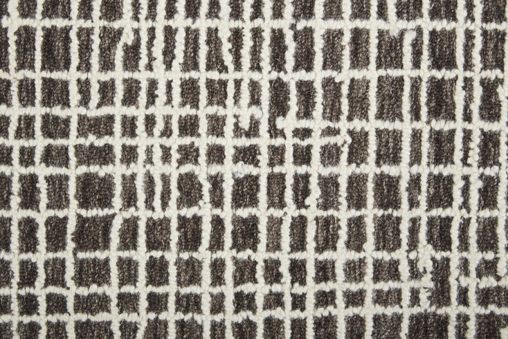 4' x 6' Brown and Ivory Wool Plaid Tufted Handmade Stain Resistant Area Rug