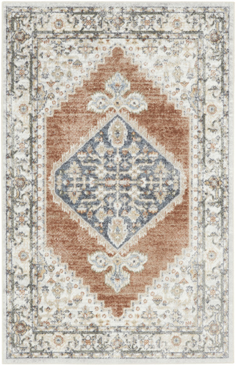 4' x 6' Gray Oriental Power Loom Distressed Washable Area Rug