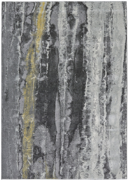 4' x 6' Gray and Black Abstract Stain Resistant Area Rug
