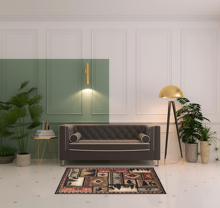 4' x 6' Black and Brown Nature Lodge Area Rug