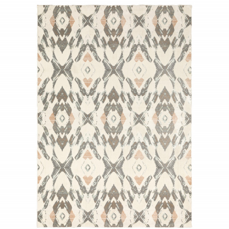 4' x 6' Ivory Pink and Sage Geometric Power Loom Stain Resistant Area Rug