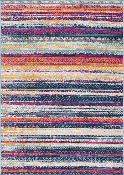 4' x 6' Multicolor Irregular Striped Area Rug