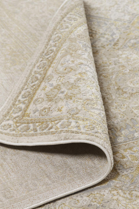4' x 6' Ivory and Gold Floral Area Rug