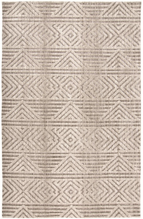 4' x 6' Tan Ivory and Brown Geometric Stain Resistant Area Rug