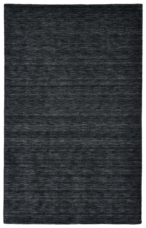 4' x 6' Black Wool Hand Woven Stain Resistant Area Rug