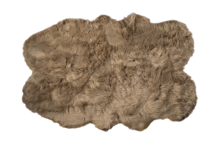 4' x 6' Tan Faux Fur Washable Non Skid Area Rug