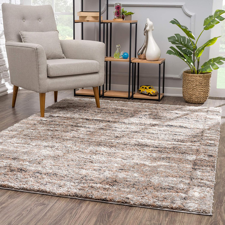 4' x 6' Ivory and Brown Retro Mod Area Rug