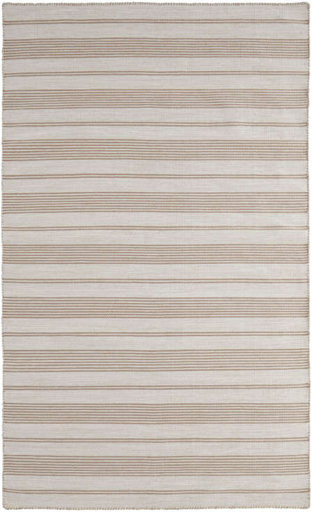 4' x 6' Ivory and Taupe Striped Dhurrie Hand Woven Stain Resistant Area Rug