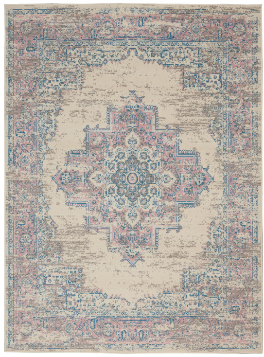4' x 6' Pink Damask Power Loom Area Rug