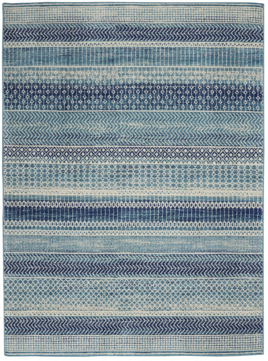 4' x 6' Navy Blue Southwestern Power Loom Area Rug