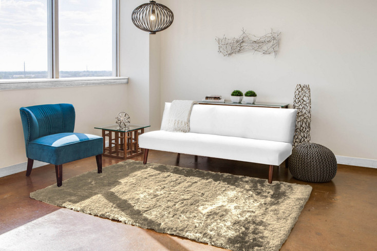 4' x 6' Tan and Taupe Shag Tufted Handmade Area Rug