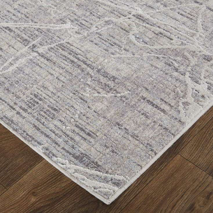 4' x 6' Taupe and Gray Abstract Power Loom Distressed Stain Resistant Area Rug