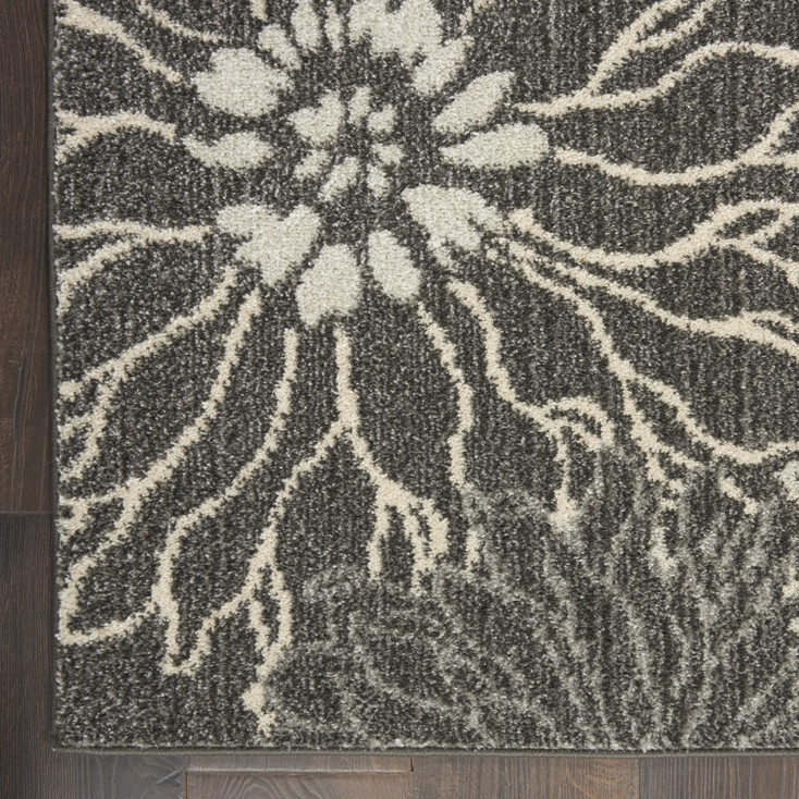 4' x 6' Blue and Gray Floral Power Loom Area Rug