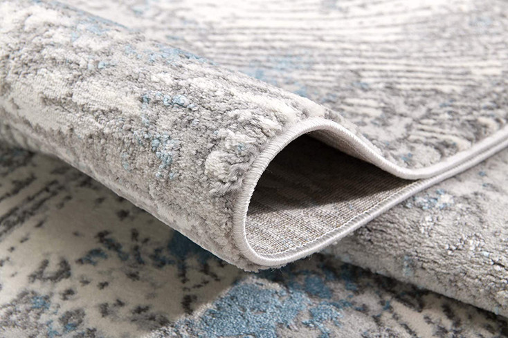 4' x 6' Blue Abstract Dhurrie Rectangle Area Rug